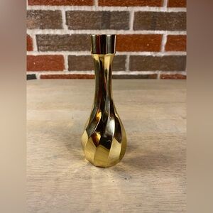 Vintage Brass Flared Top‎ Lined  5.5" Tall Flower Bud Vase